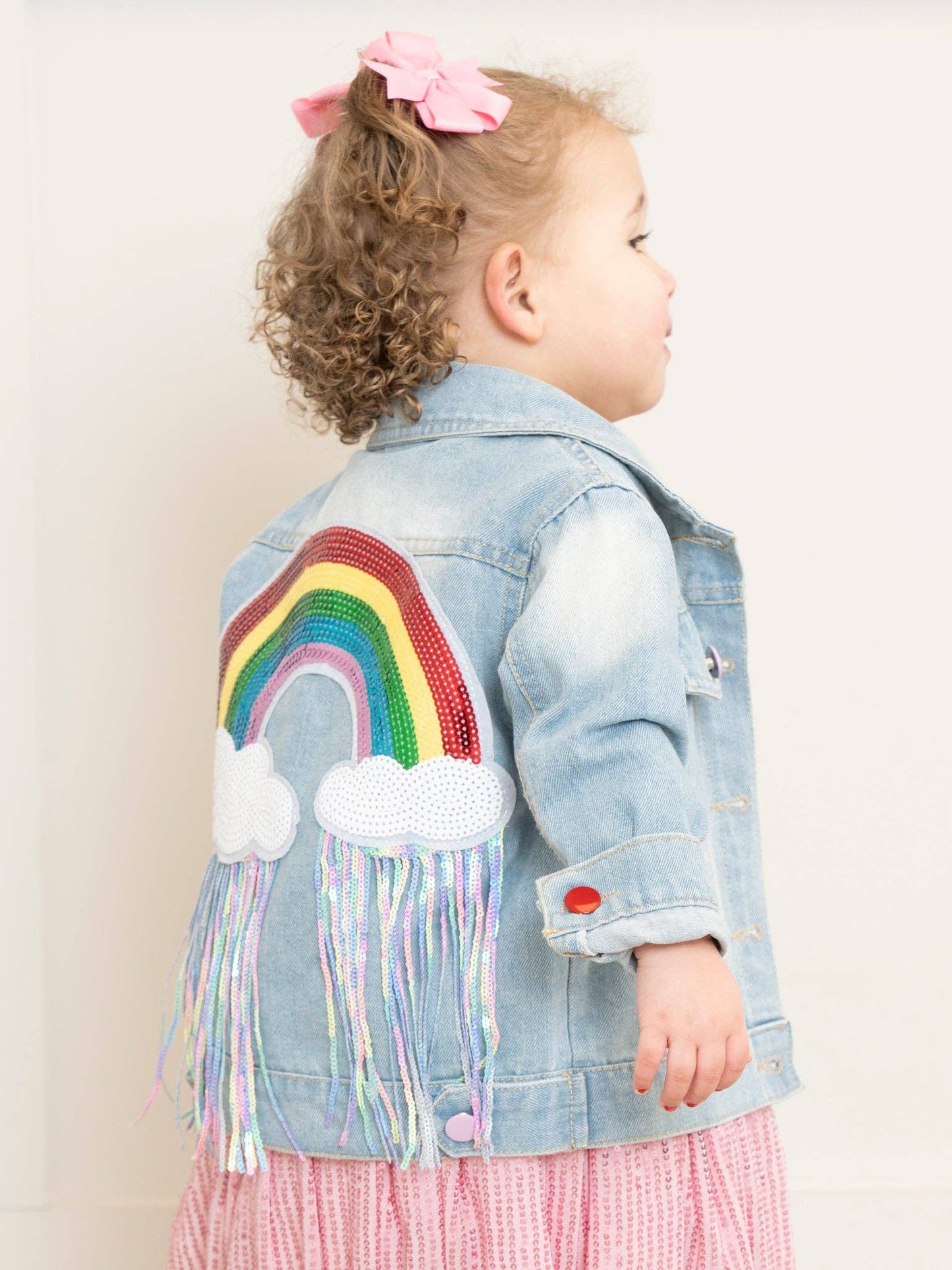 Rainbow Sequin Denim Jacket - Restocked!