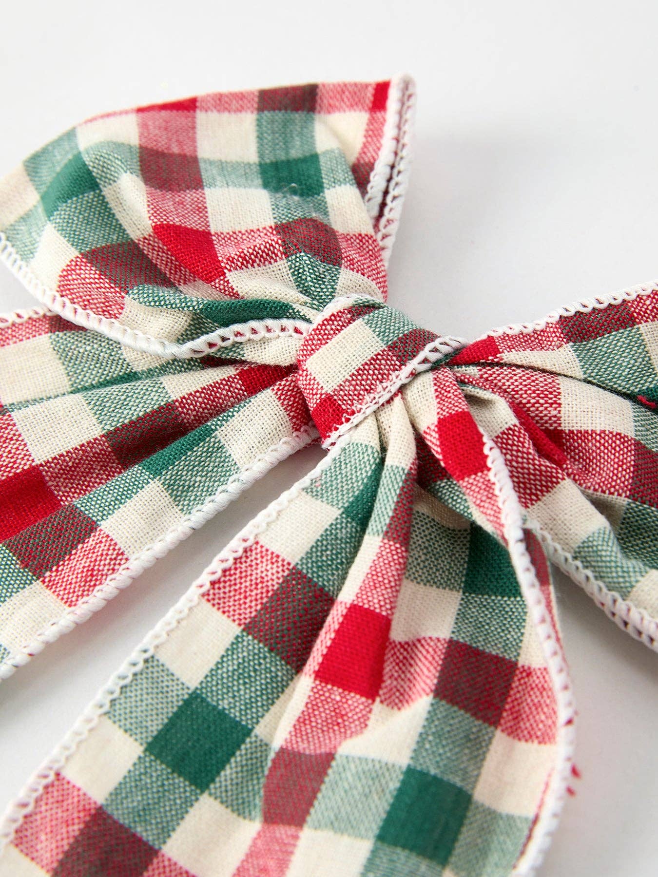 Christmas Red,Green and White Plaid Bow 5 Inch Hairpin