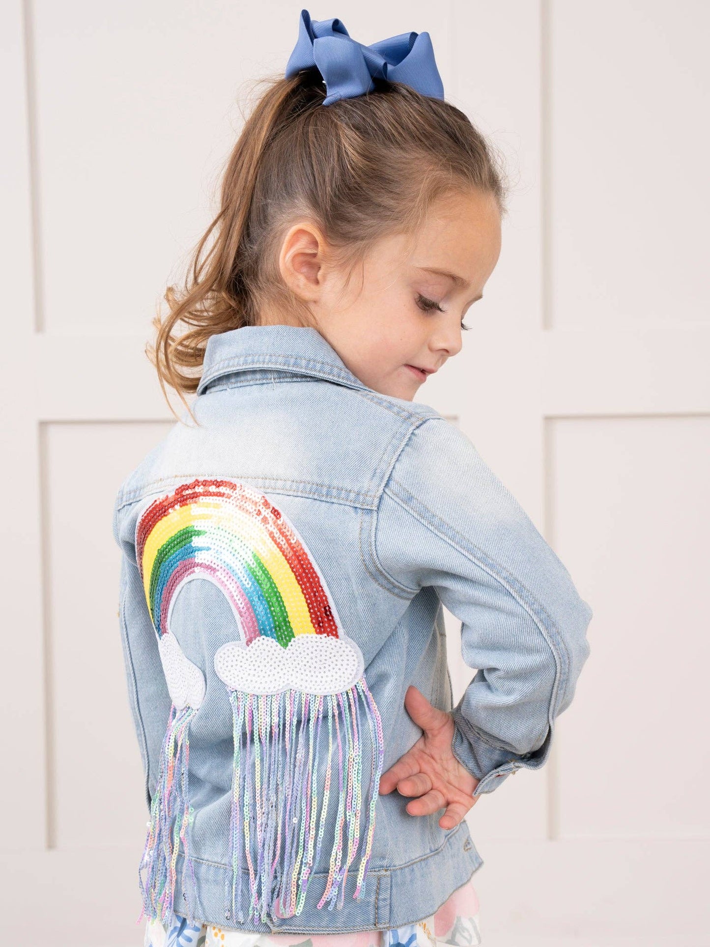 Rainbow Sequin Denim Jacket - Restocked!