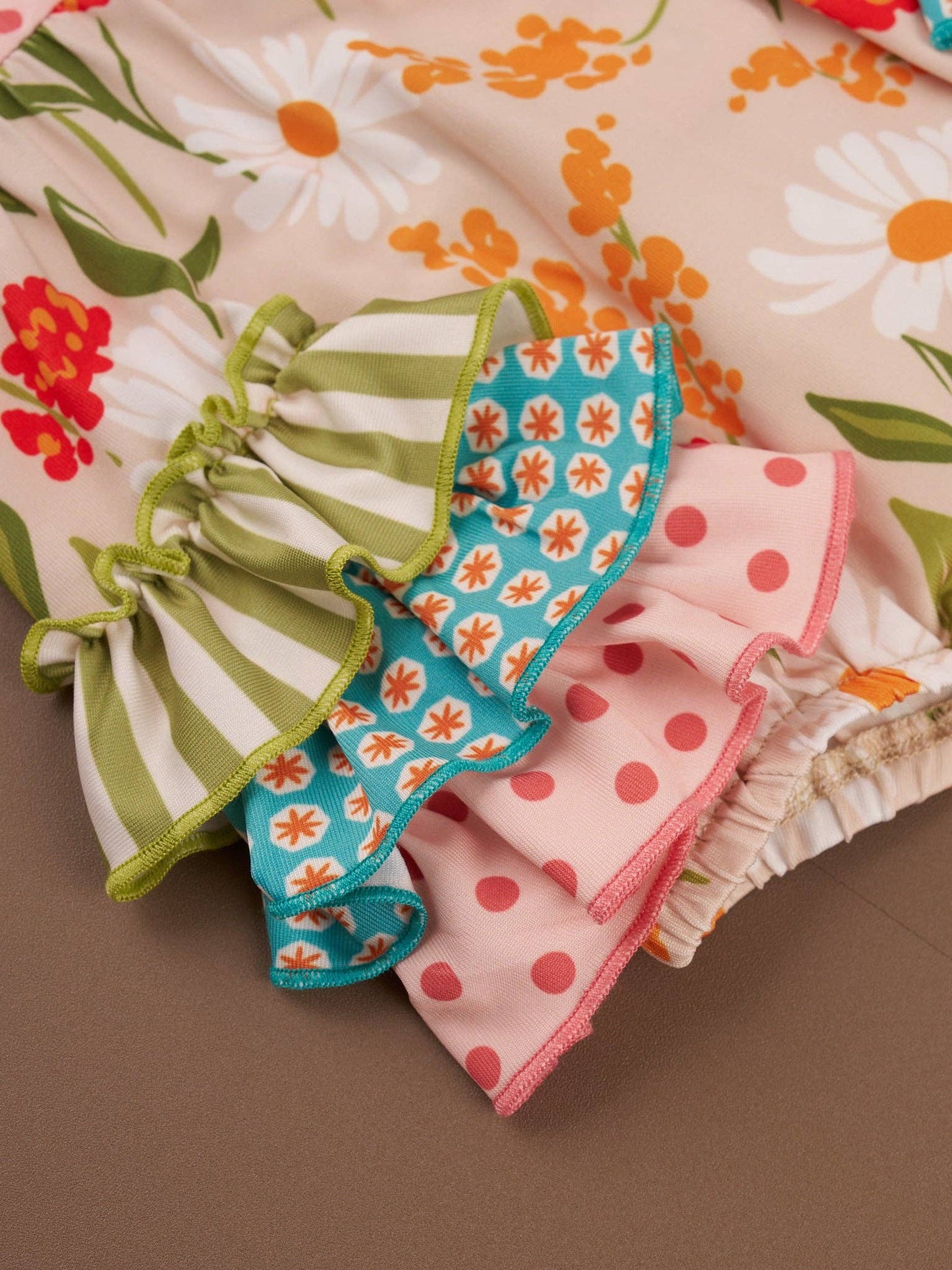Daisy Janes Striped Floral Ruffle Bubble