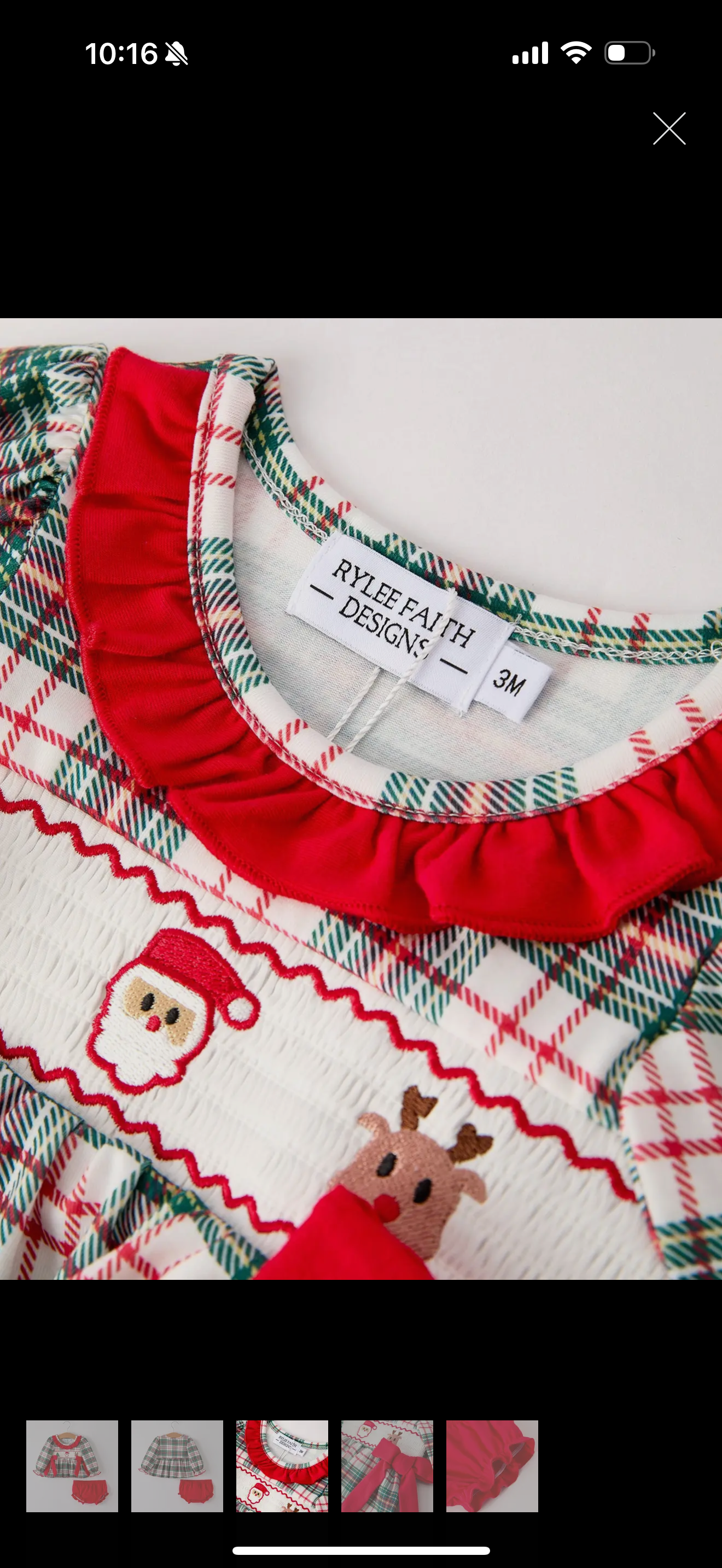 Christmas plaid smocking, embroidered girls bloomers romper set