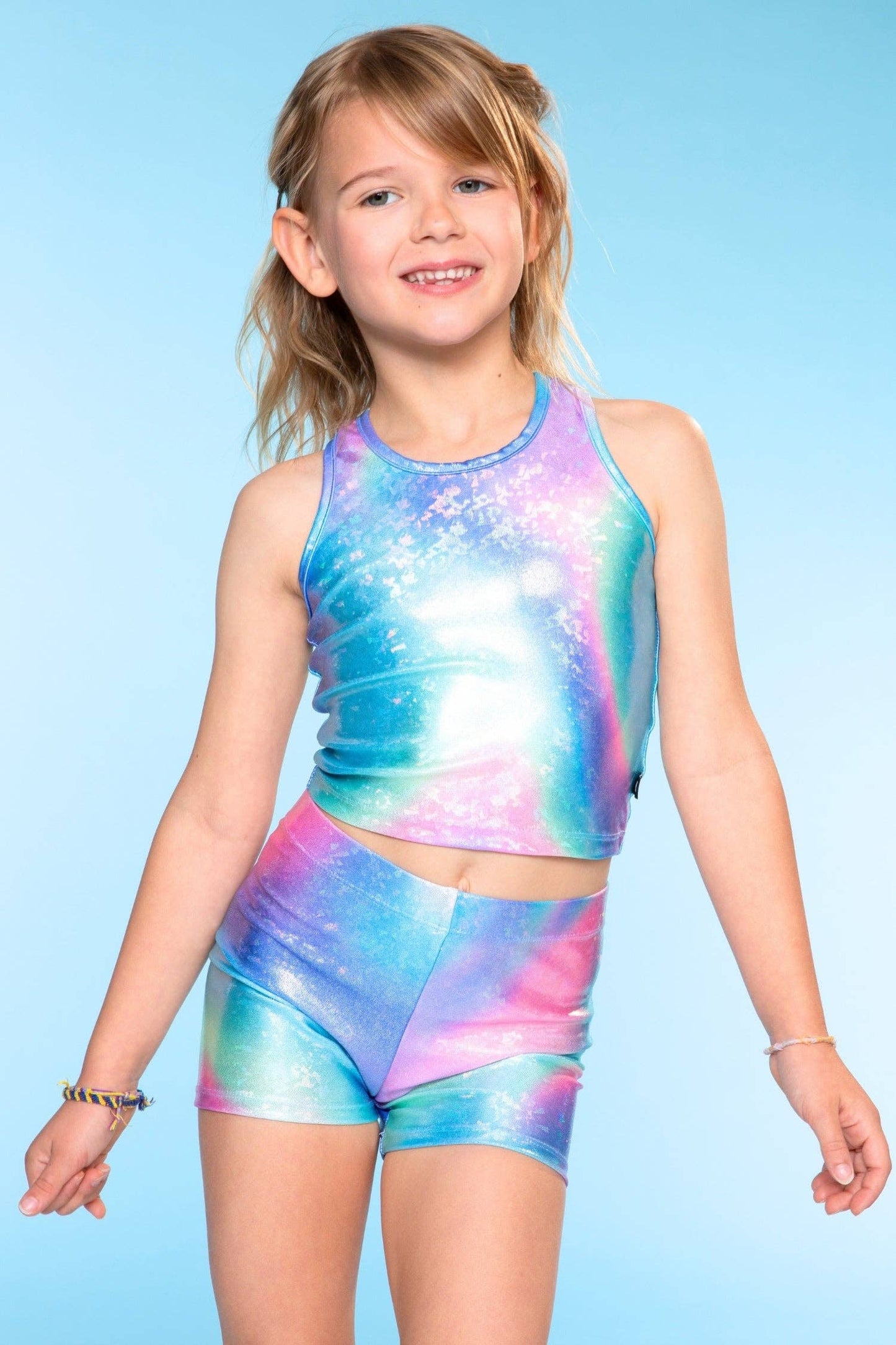 High Shine Cropped Racerback Tank & Tumble Short