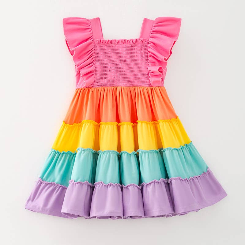Mommy and Me Summer Colorful Smocking ruffled Dress