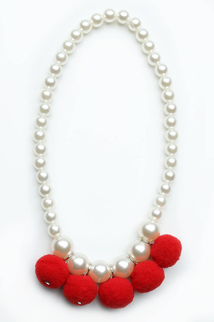 Red Pom Pom Necklace