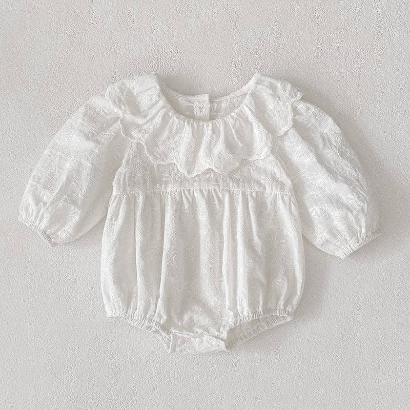 Long-Sleeved Embroidered Baby Doll Collar Dress/Romper- Multiple Colors Available