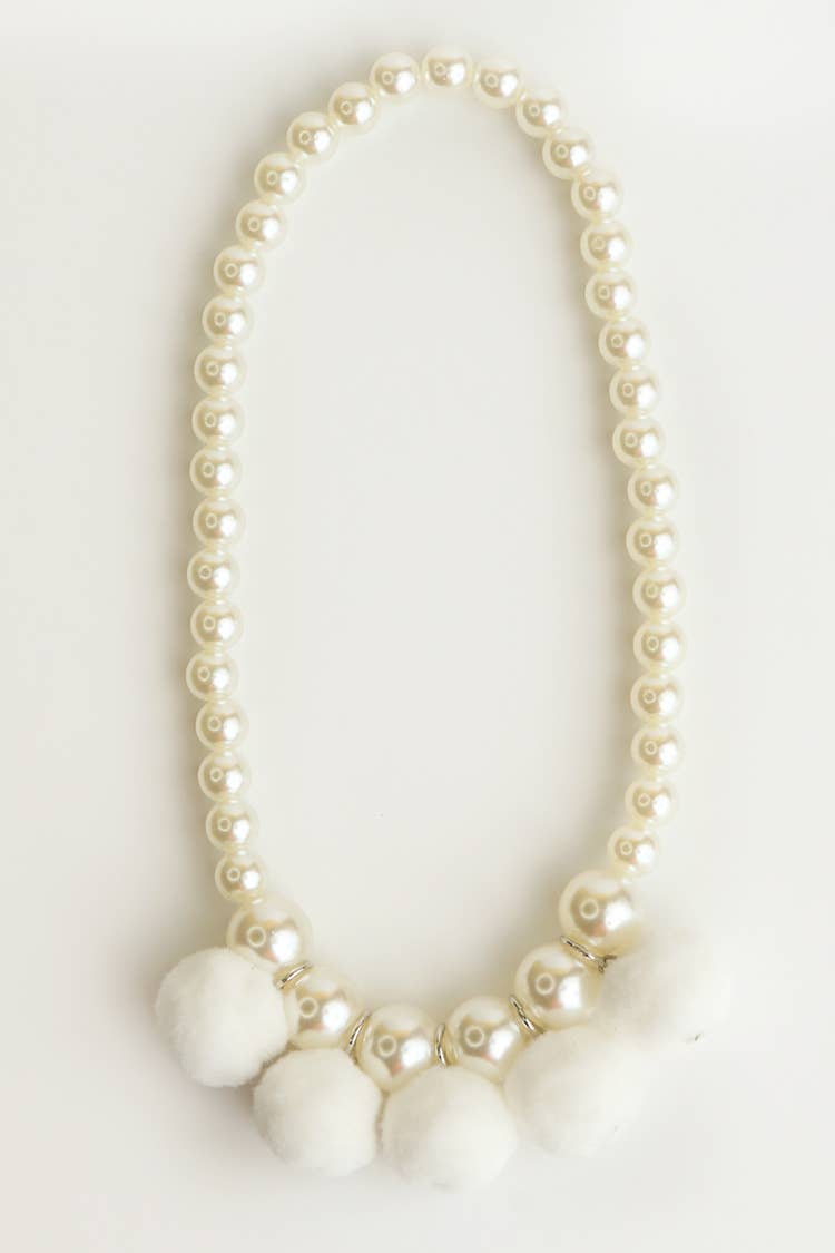 White Pom Pom Necklace