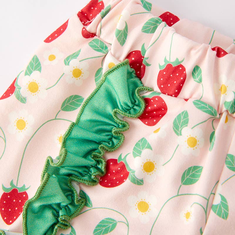 Girls Summer "Strawberry Season" Embroidery Short Set