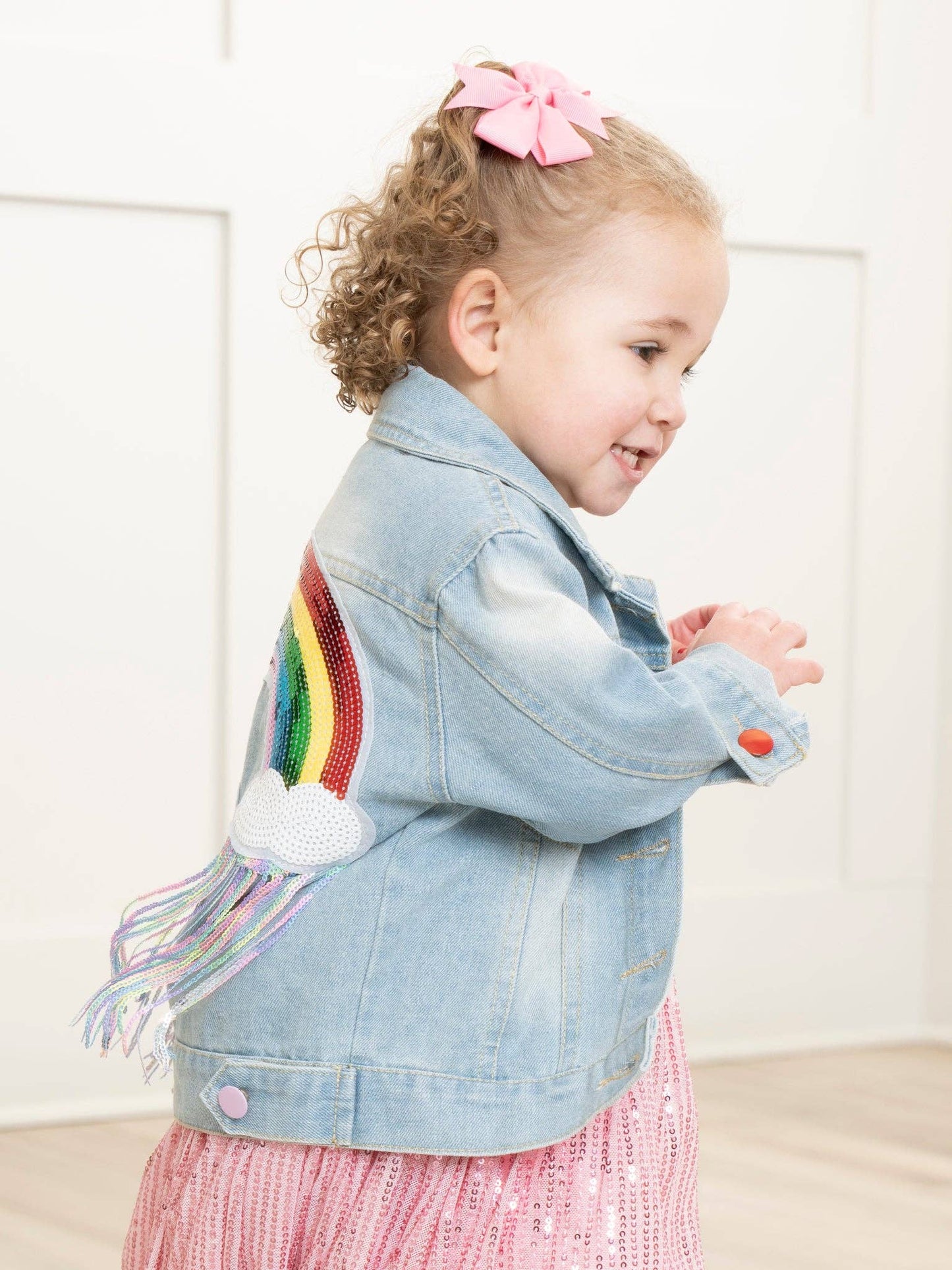 Rainbow Sequin Denim Jacket - Restocked!