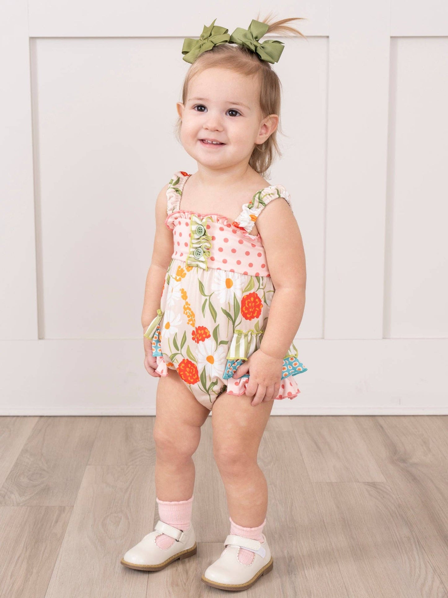 Daisy Janes Striped Floral Ruffle Bubble