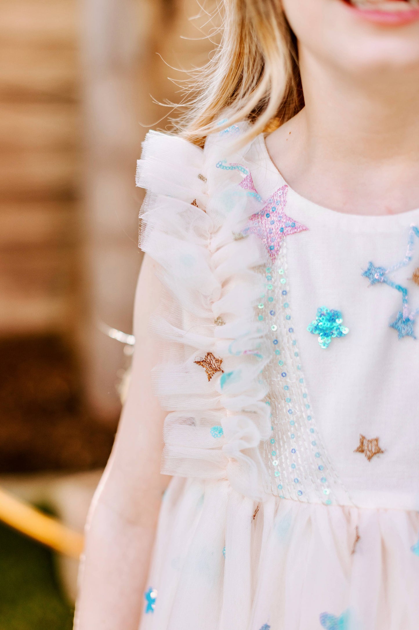 Cream Tulle Star Dress | Birthday Dress