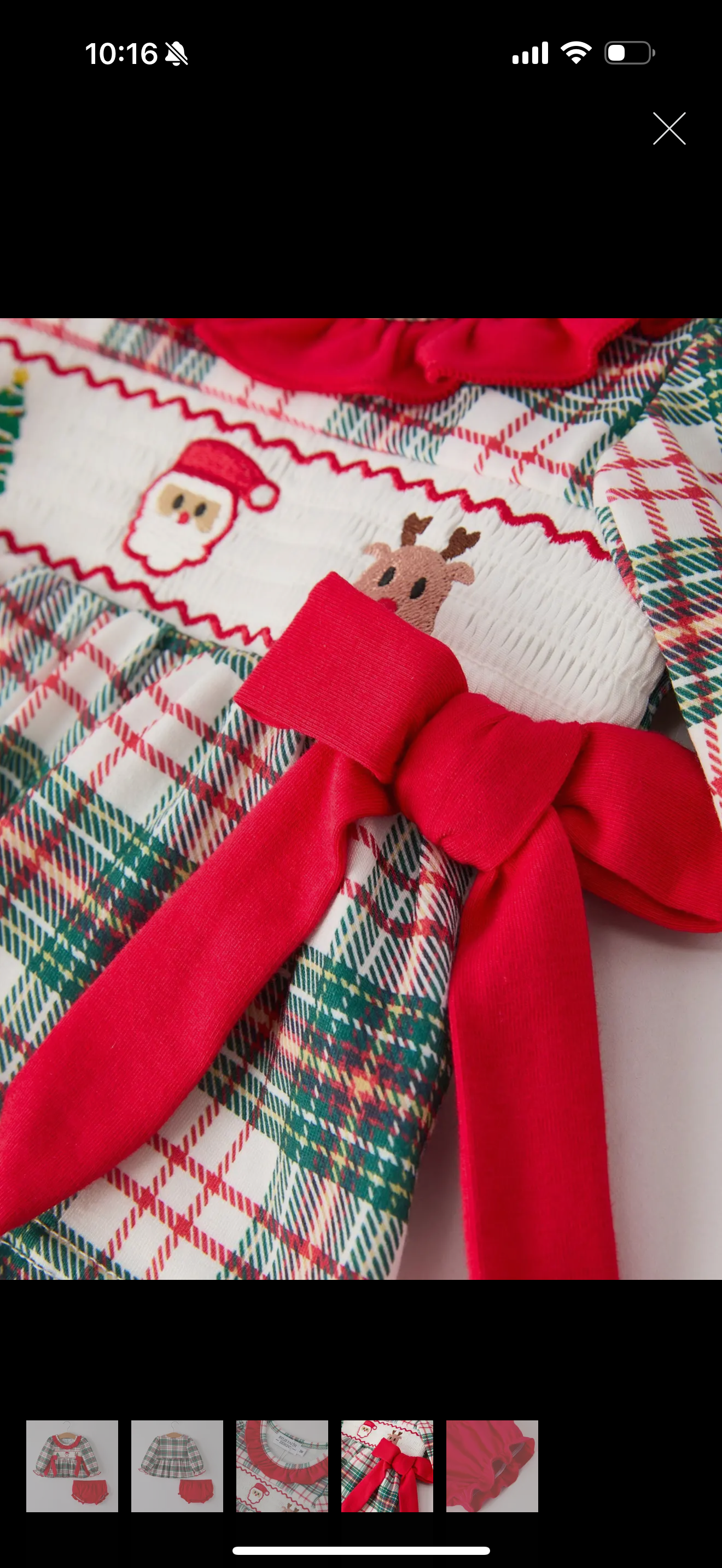 Christmas plaid smocking, embroidered girls bloomers romper set