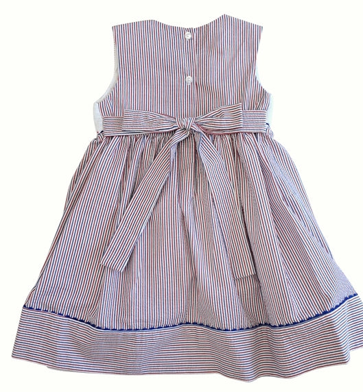 Last One: Girls Americana Print Smocked Dress