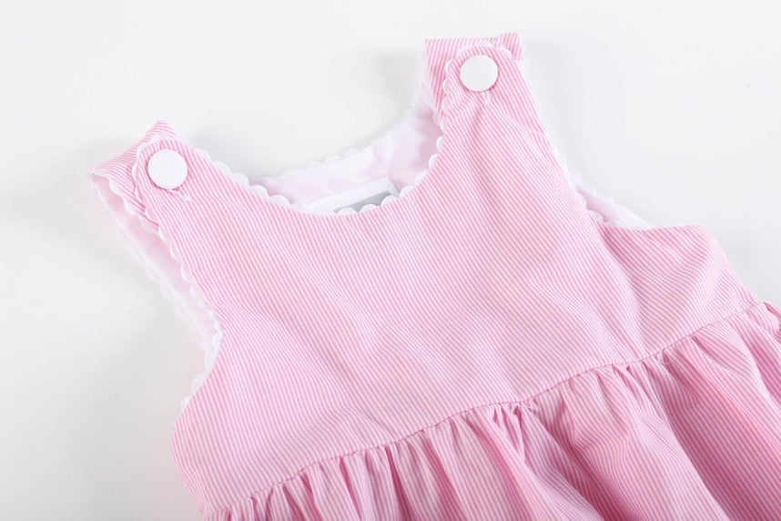 Girls Classic Pink Seersucker A-Line Dress