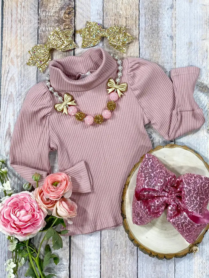 Girls pink turtleneck best sale