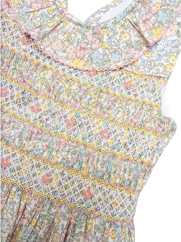 Last One: Girls Spring Again Floral Hand Smocked Dress