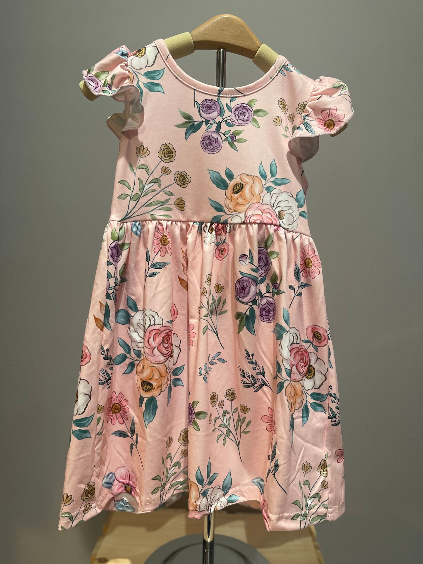 Girls Blush Dainty Floral Claire Spring Summer Flutter Dress