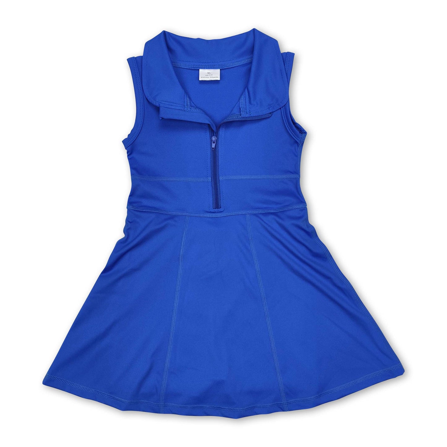 Hot pink sleeveless zipper athletic dress with shorts