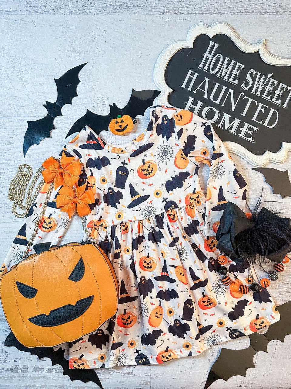 Black & Orange Halloween Horrors Twirl Dress