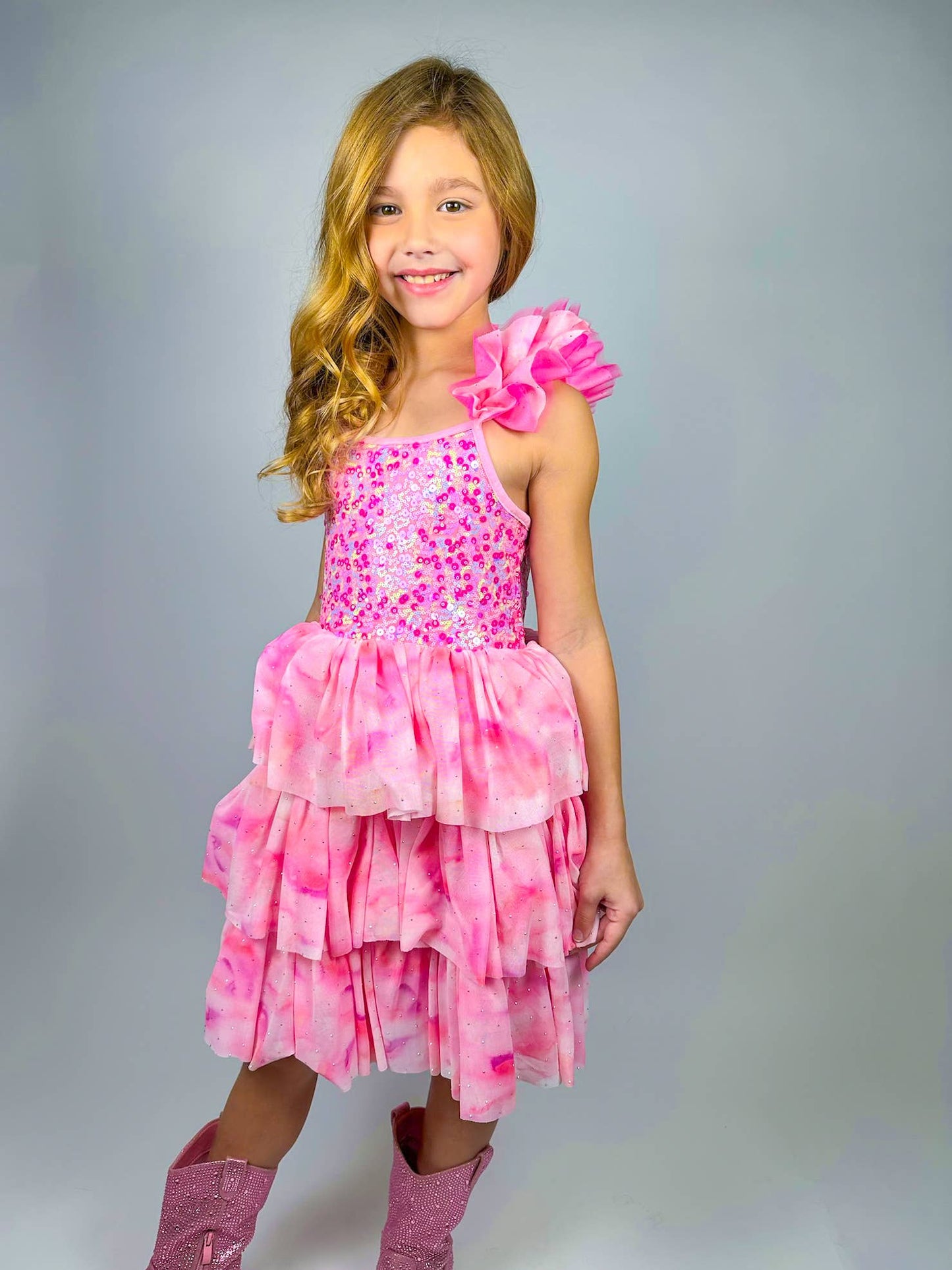 Ombre Pink Sparkle Tulle Dress | Birthday Dress