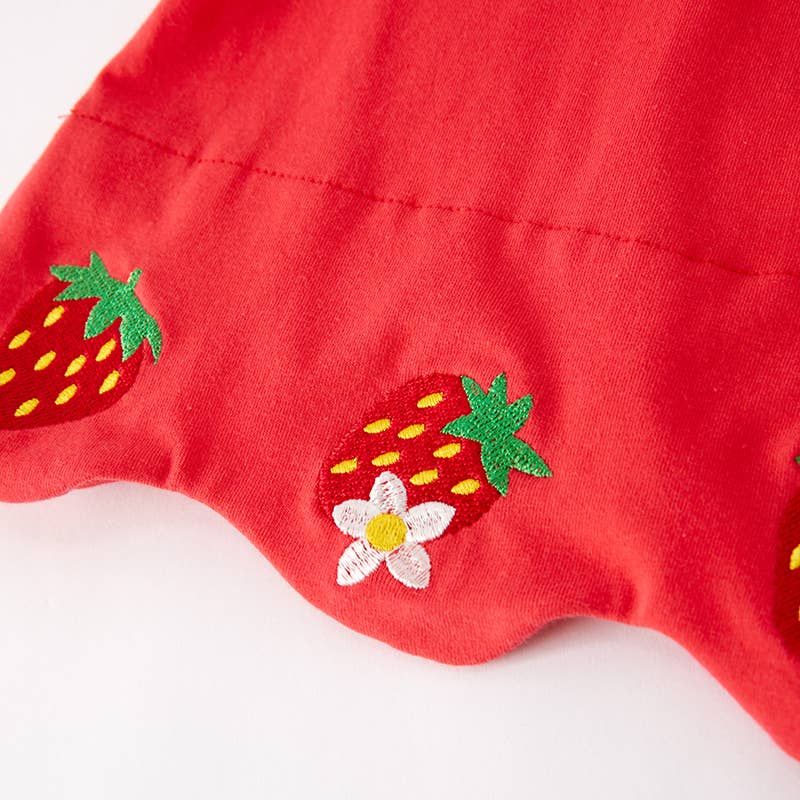 Girls Summer "Strawberry Season" Embroidery Short Set