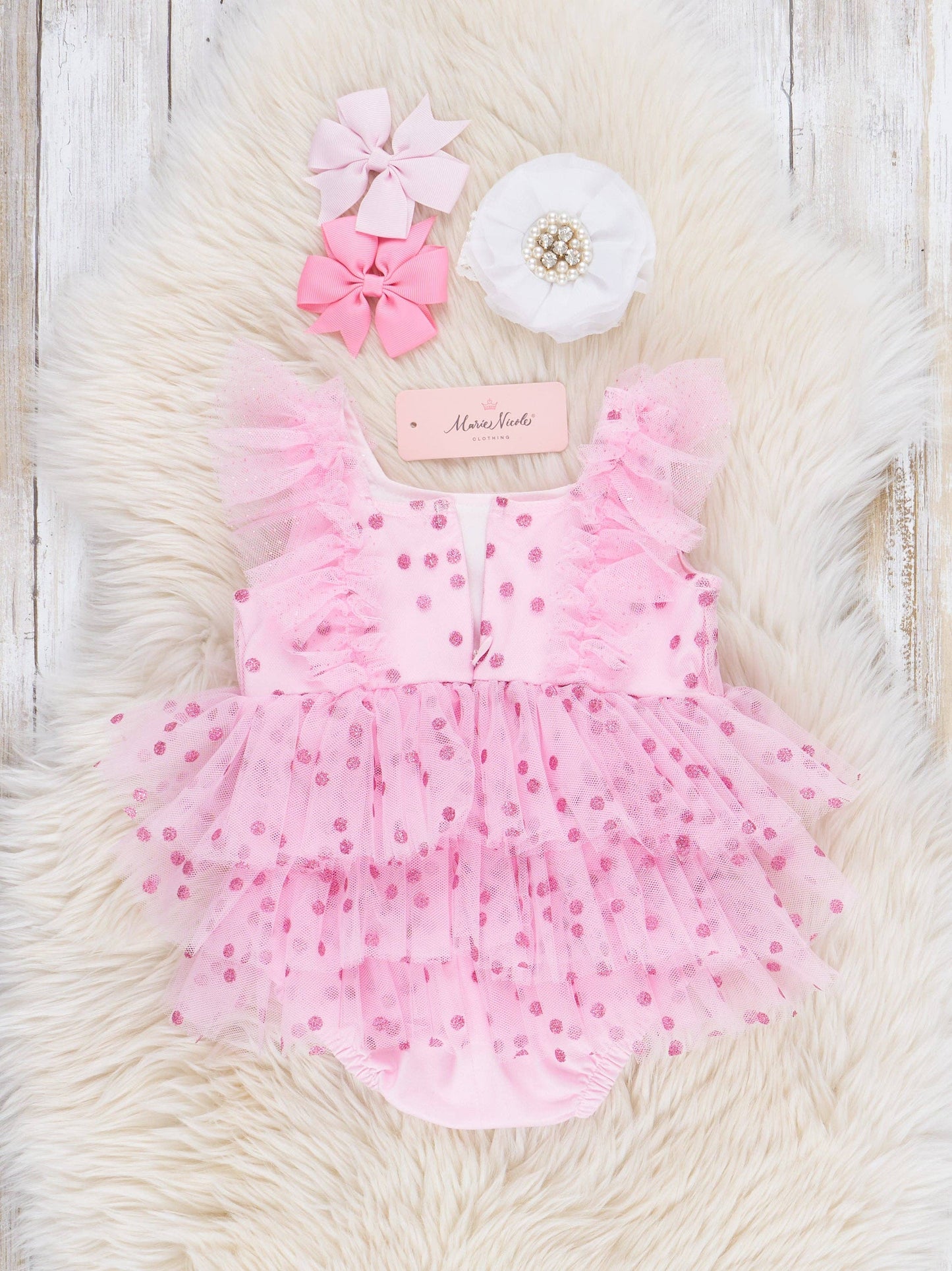 Pink Sparkle Dots Cupcake Tulle Bubble