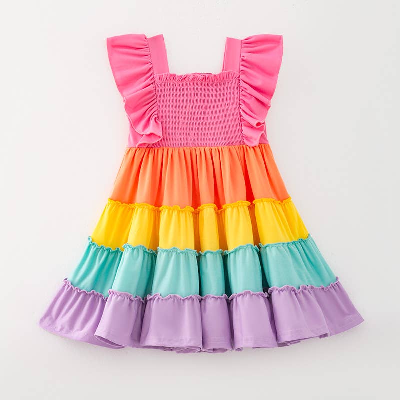 Mommy and Me Summer Colorful Smocking ruffled Dress