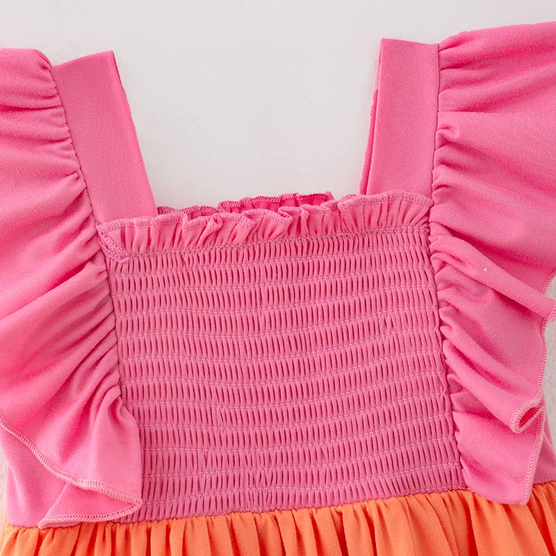 Mommy and Me Summer Colorful Smocking ruffled Dress