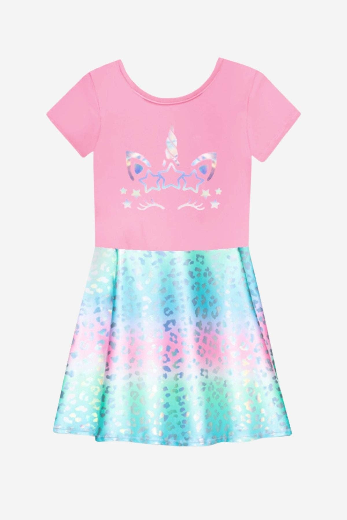 Foil Short Sleeve Skater Dress