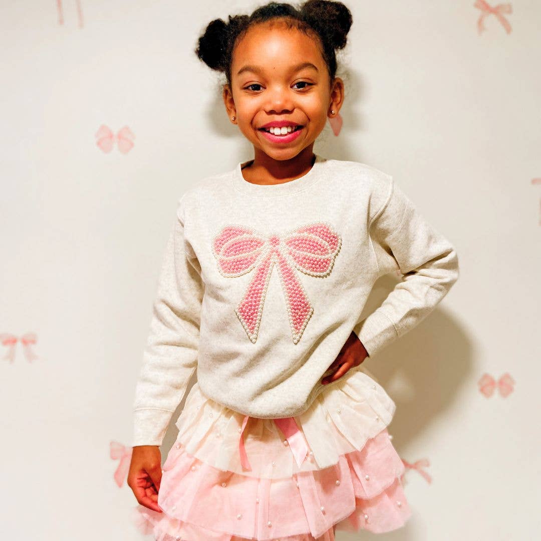 Pearl Bow Patch Sweatshirt - Kids Boutique Clothing