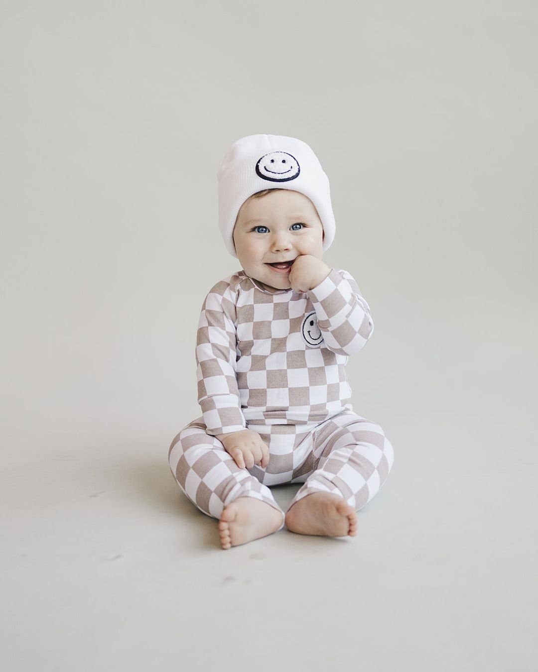 Smiley Baby Kids Beanie | White