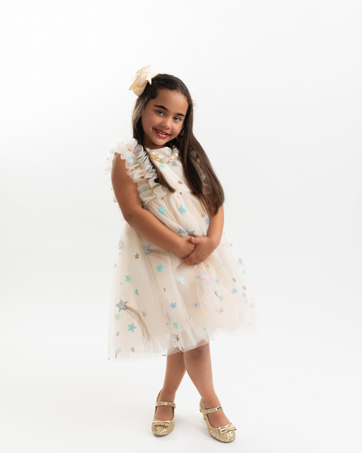 *RESTOCKED*Cream Tulle Star Dress | Birthday Dress