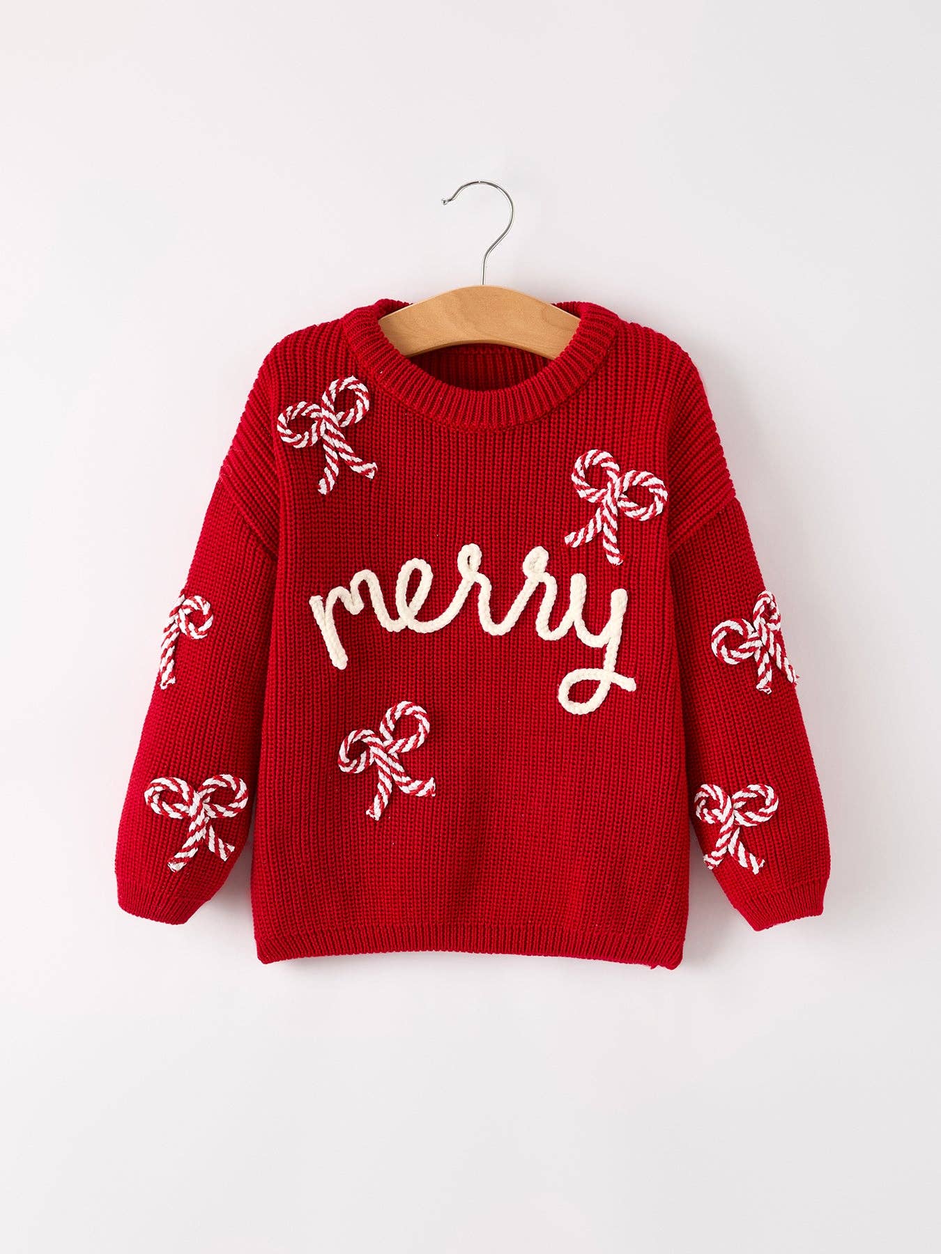 Winter Christmas Red "merry" Pullover Sweater