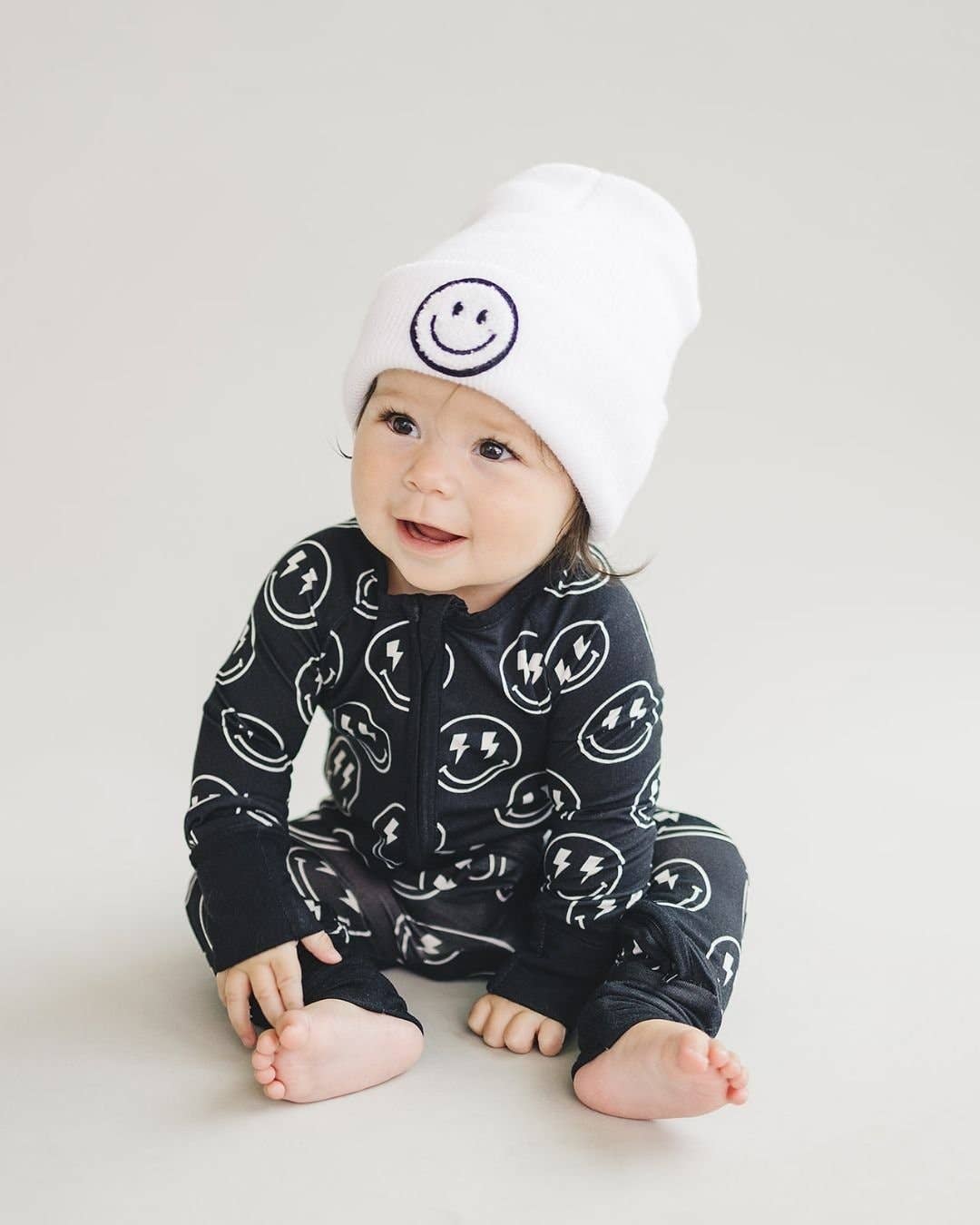 Bamboo Baby Clothing Zip Romper | Electric Smiley