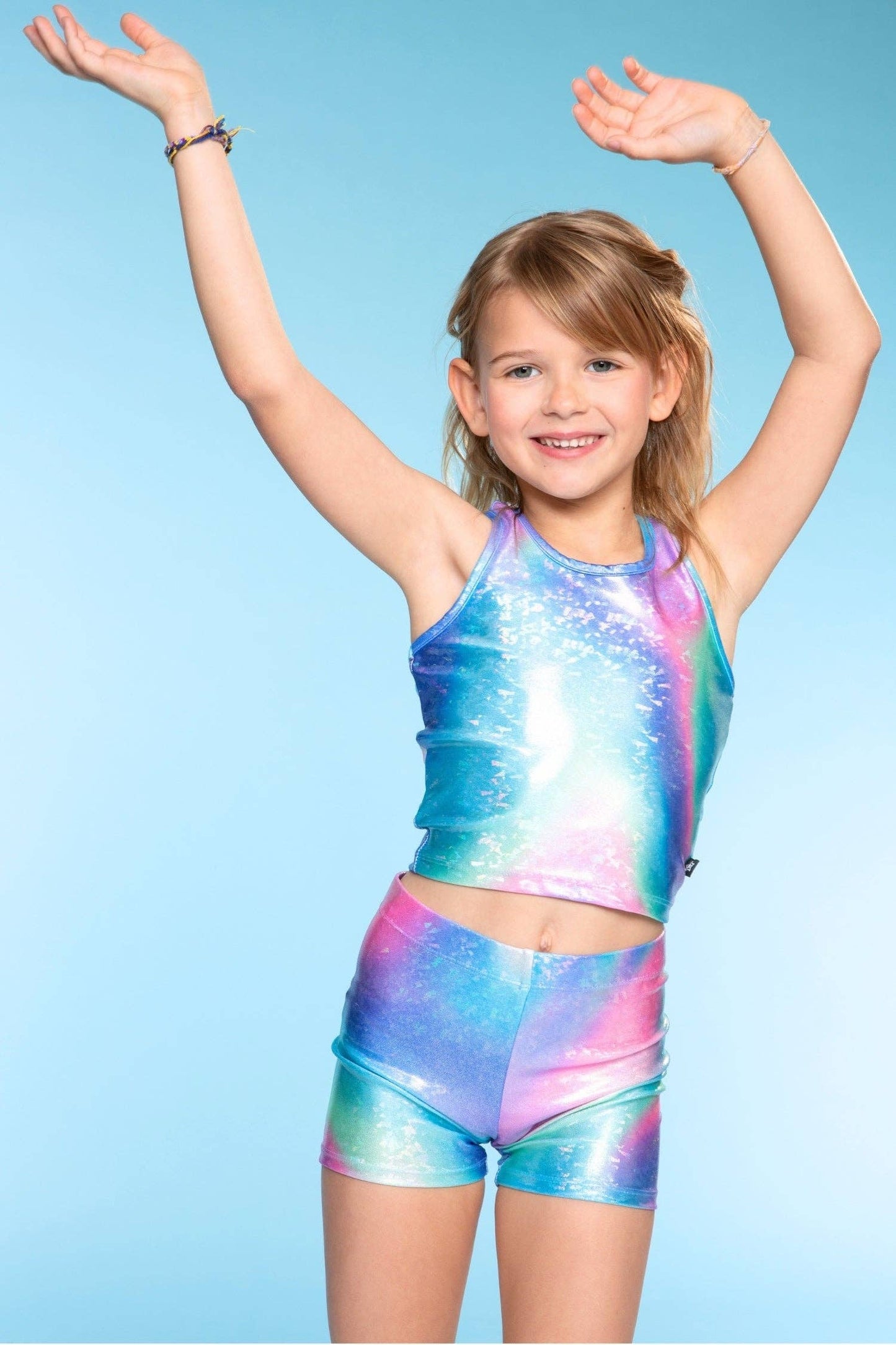High Shine Cropped Racerback Tank & Tumble Short