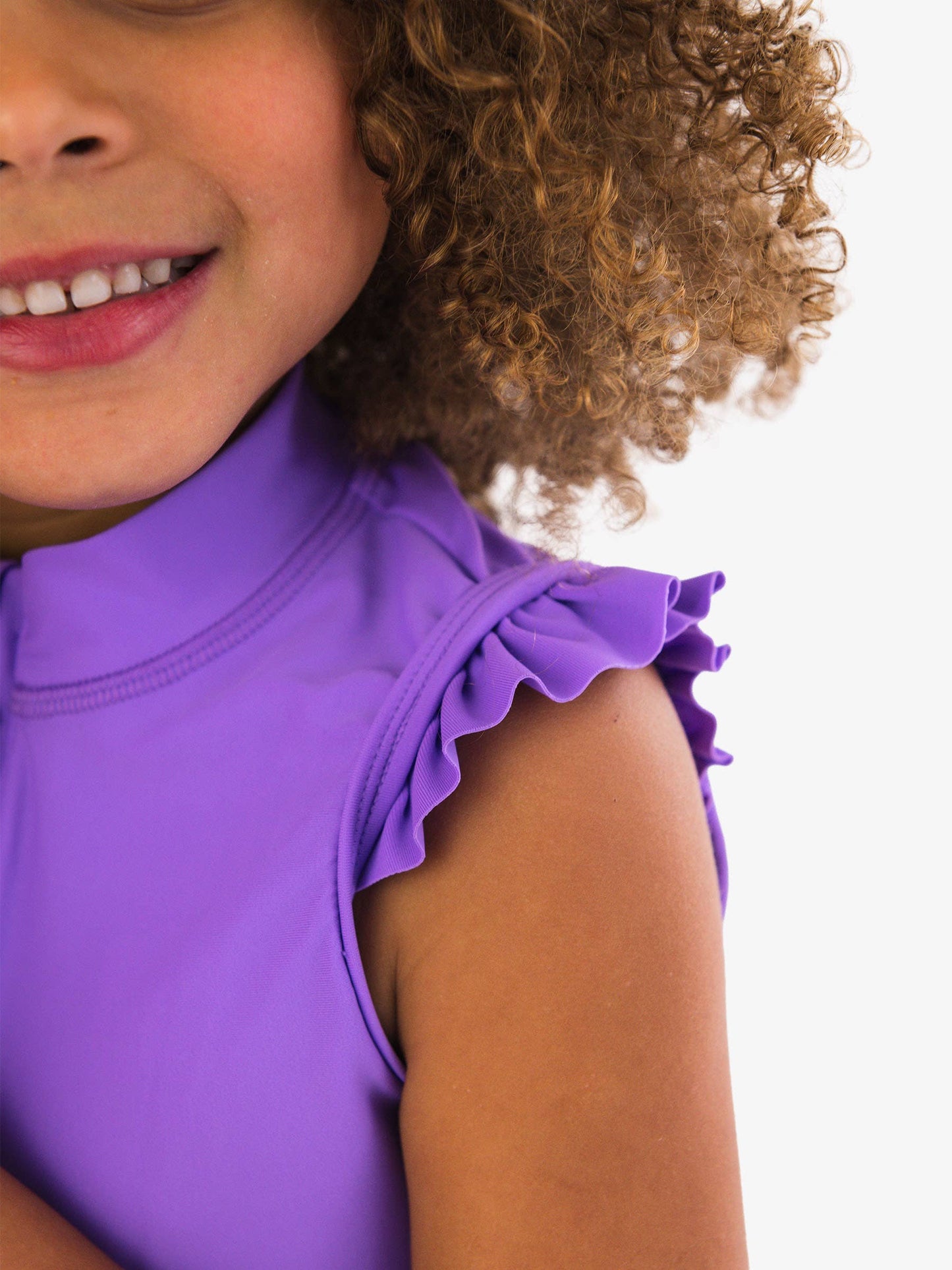 Girls Neon Purple Flutter Sleeve Active Dress & Bike Short Set