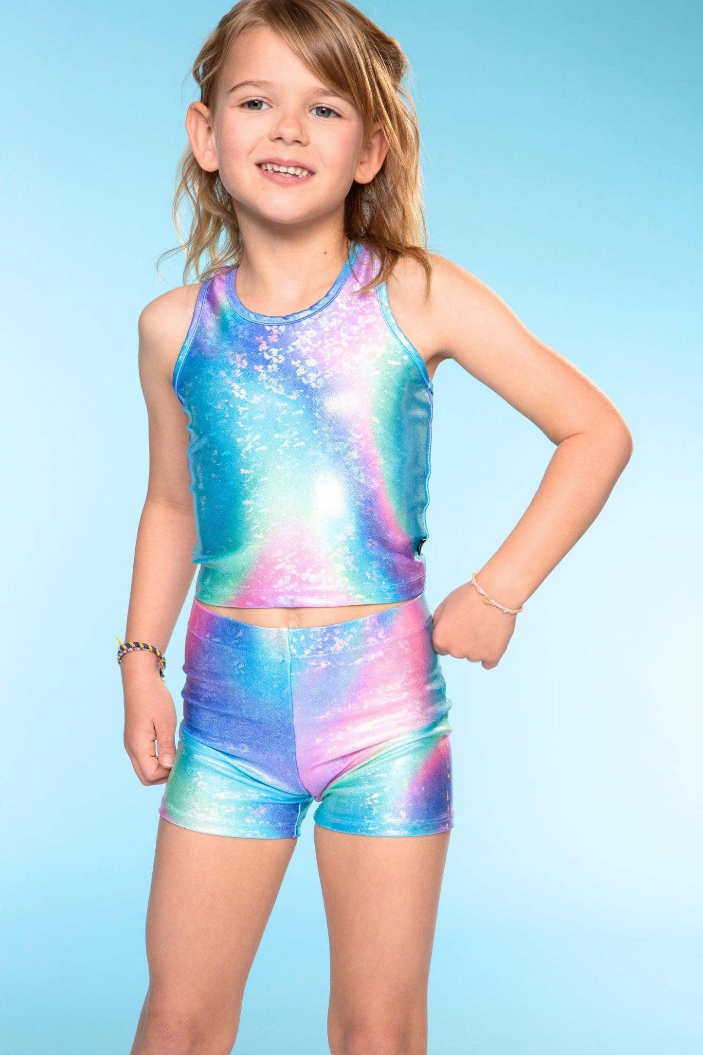 High Shine Cropped Racerback Tank & Tumble Short