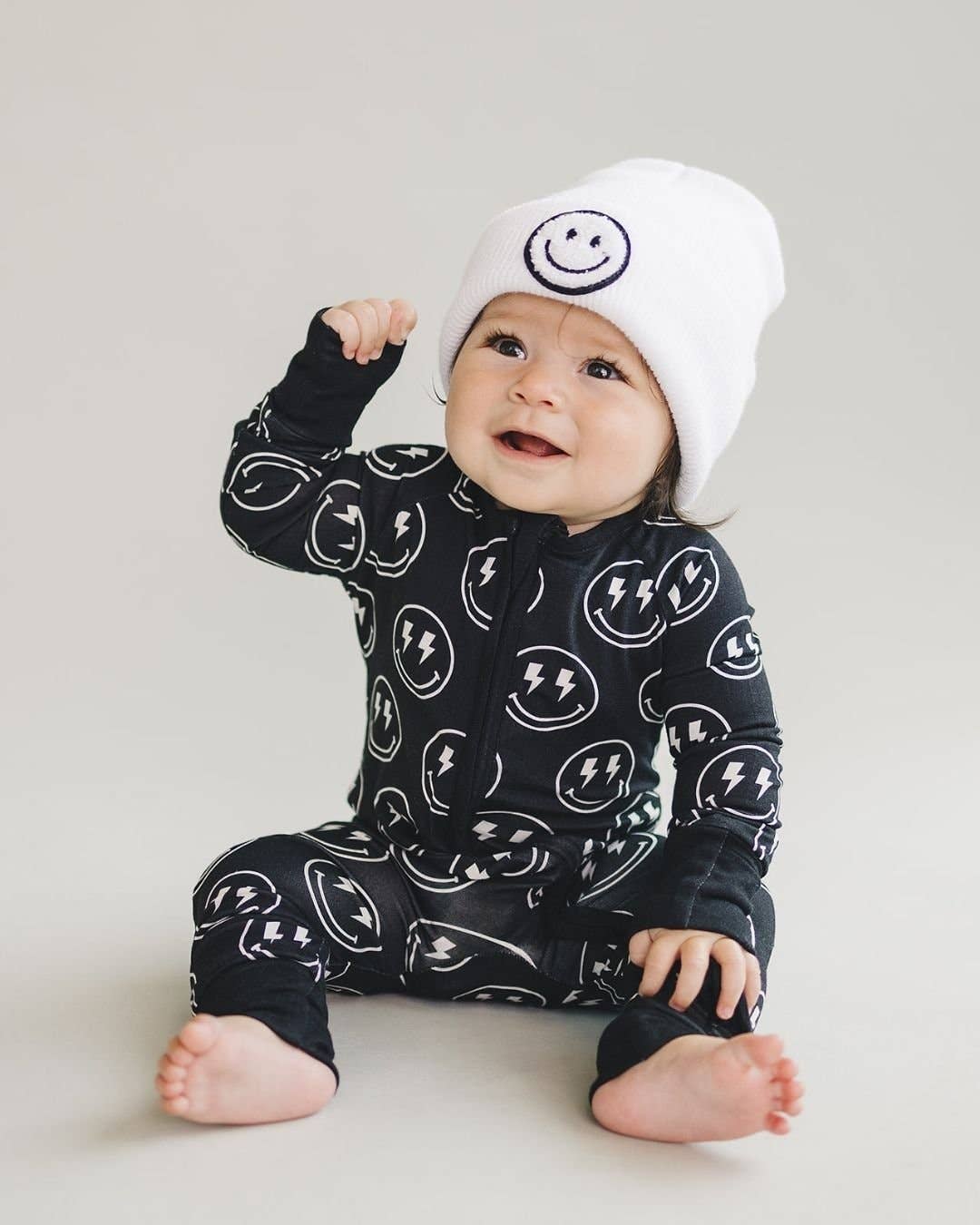 Bamboo Baby Clothing Zip Romper | Electric Smiley