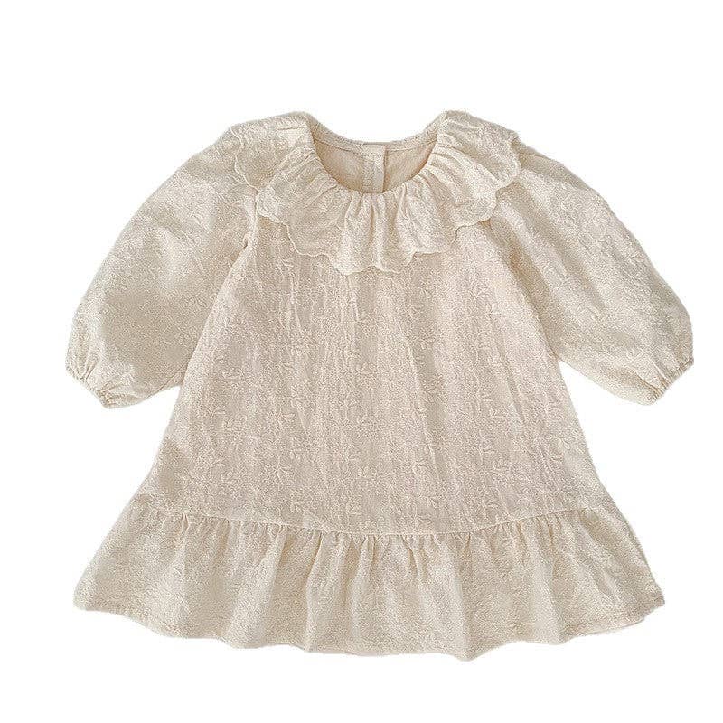 Long-Sleeved Embroidered Baby Doll Collar Dress/Romper- Multiple Colors Available