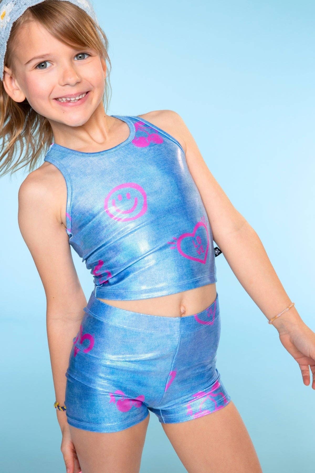 High Shine Cropped Racerback Tank & Tumble Short
