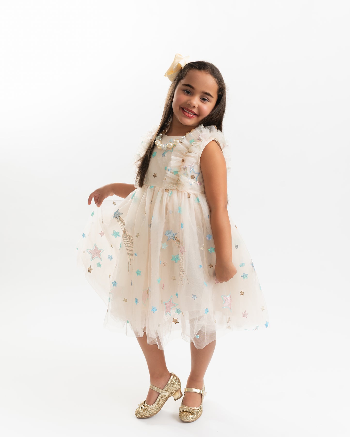 *RESTOCKED*Cream Tulle Star Dress | Birthday Dress