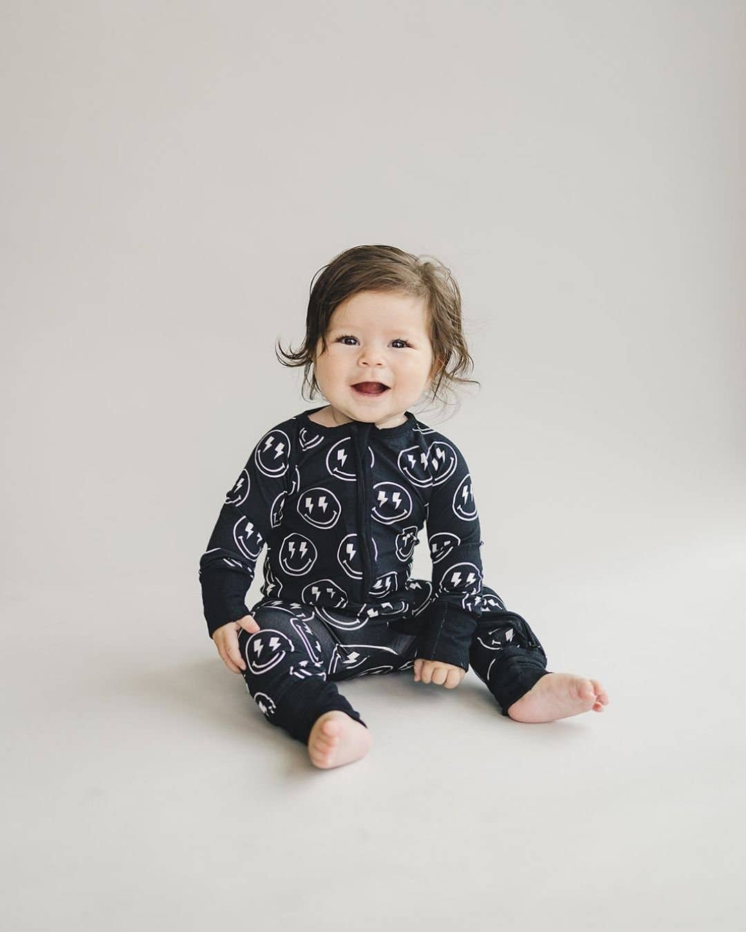 Bamboo Baby Clothing Zip Romper | Electric Smiley