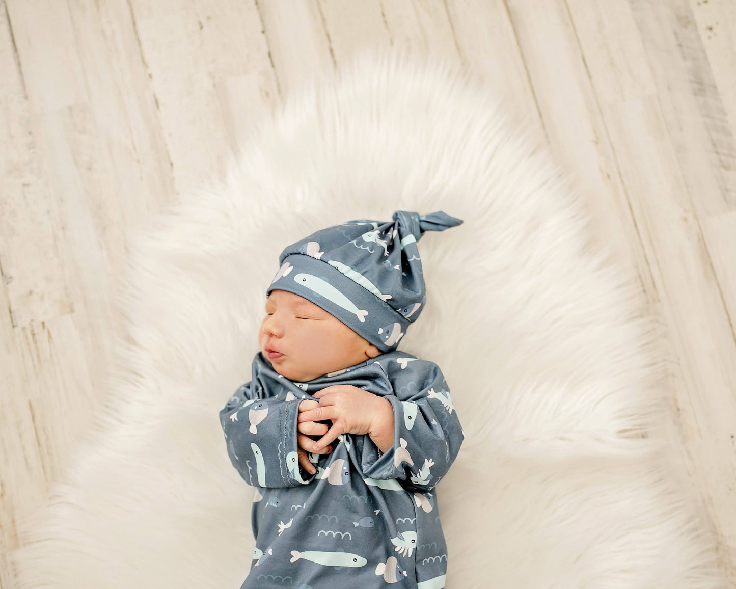 Infant Fish Baby Gown and Hat Set