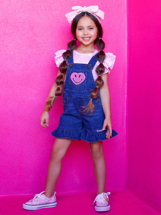 SmileyWorld® x Mia Belle Girls Joyful Journeys Overall Short Set