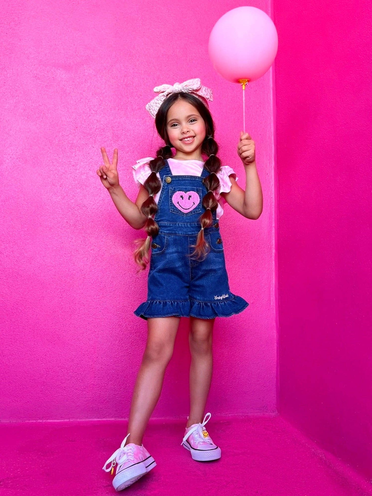 SmileyWorld® x Mia Belle Girls Joyful Journeys Overall Short Set