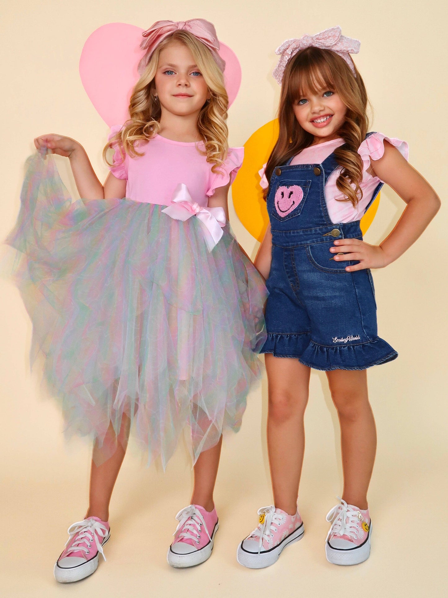 SmileyWorld® x Mia Belle Girls Joyful Journeys Overall Short Set
