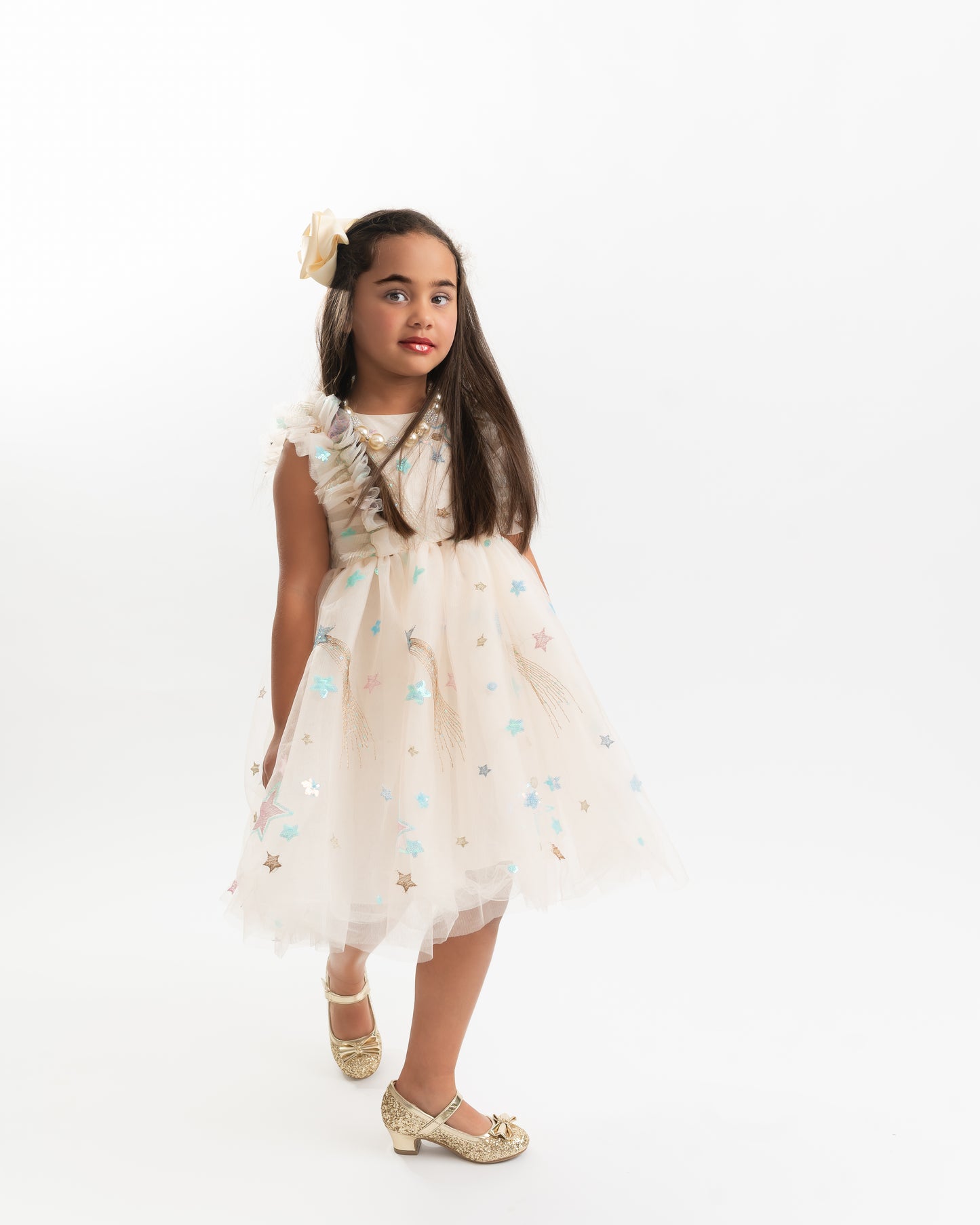 *RESTOCKED*Cream Tulle Star Dress | Birthday Dress