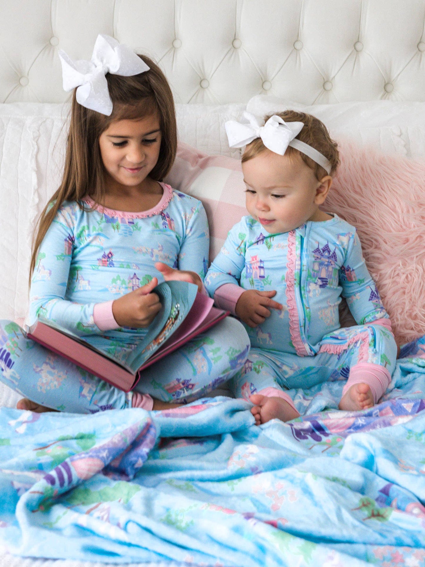 SoftSnooze™ Baby Girls Bamboo Viscose Once Upon a Castle Convertible Ruffle One Piece Footie Pajama