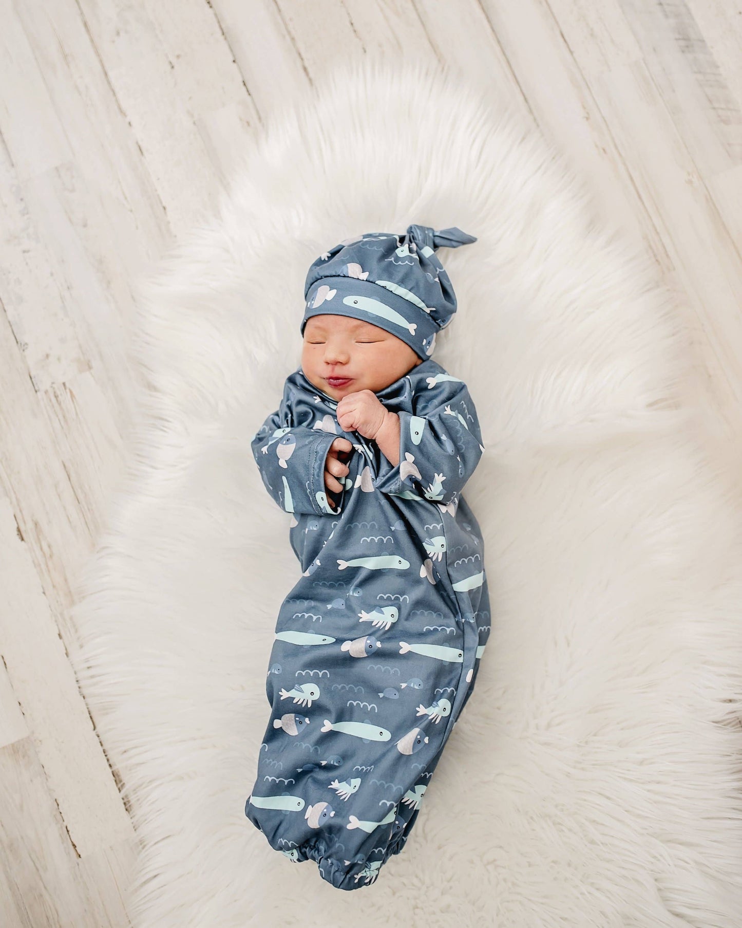 Infant Fish Baby Gown and Hat Set