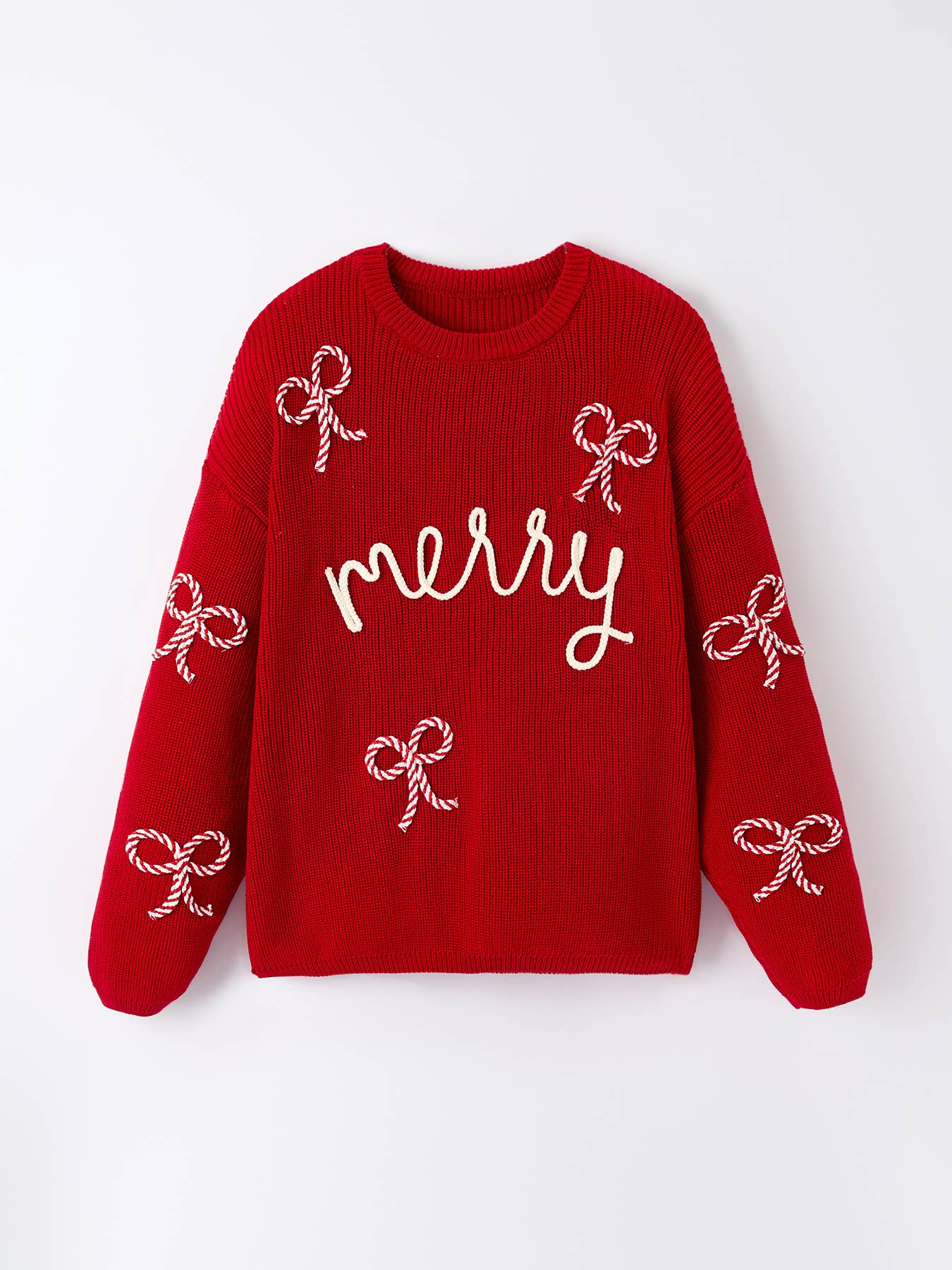 Winter Christmas Red "merry" Pullover Sweater