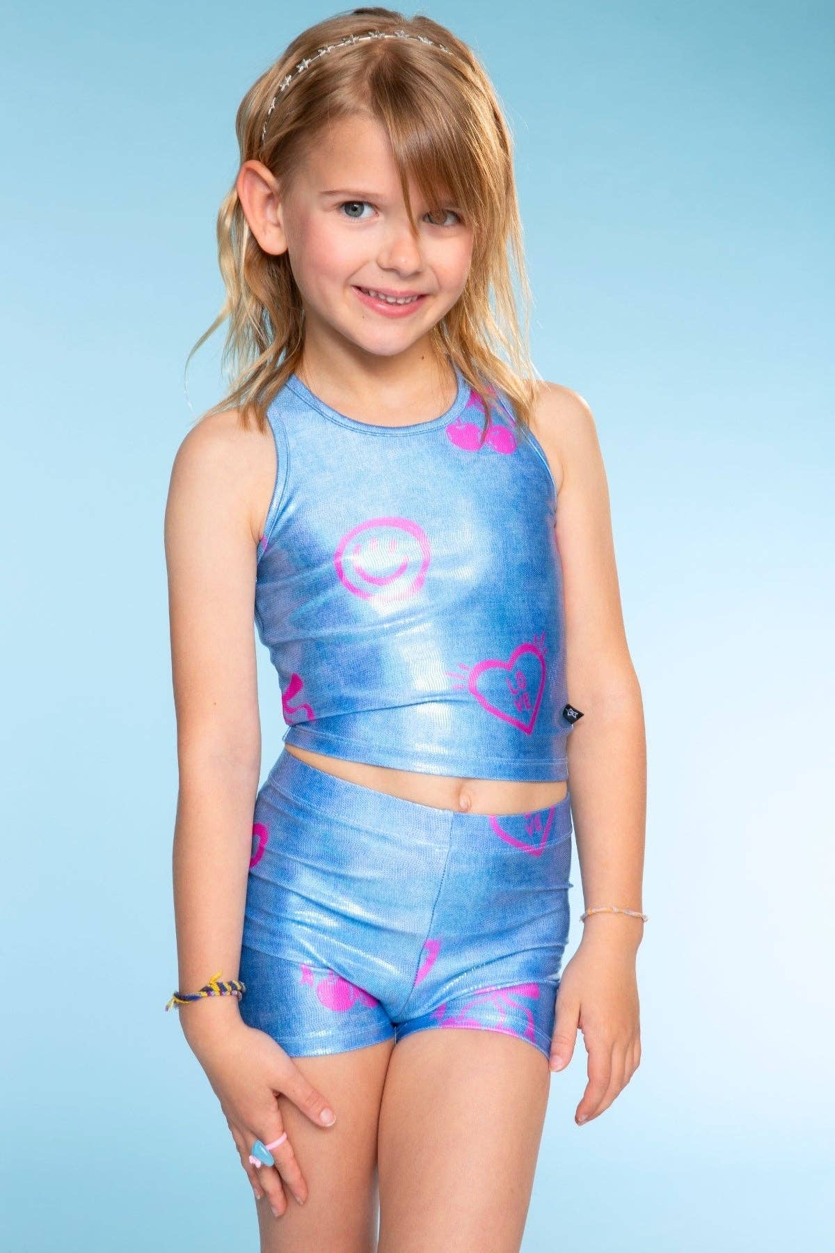 High Shine Cropped Racerback Tank & Tumble Short